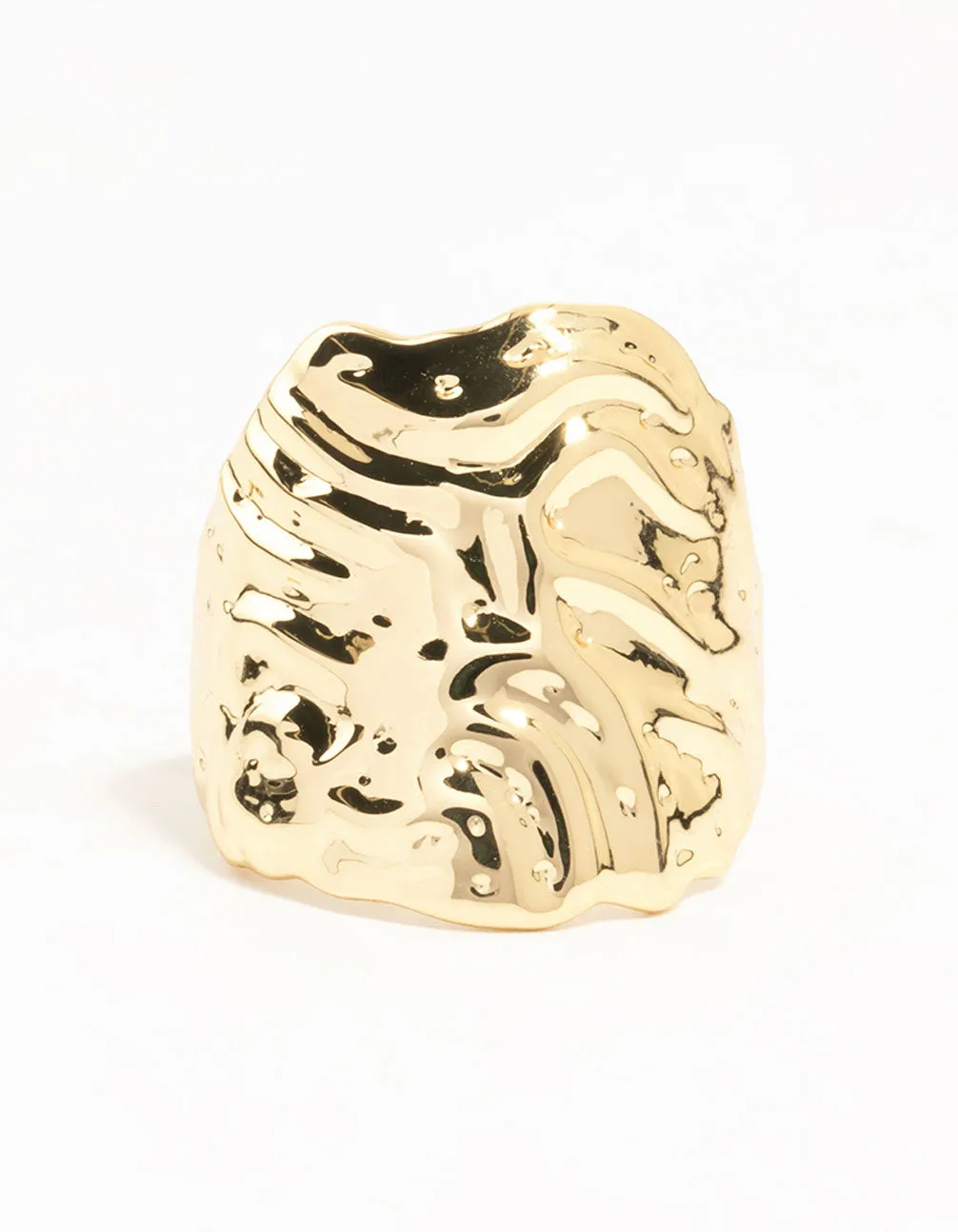 Classic Contour Gold Plated Molten Shield Ring