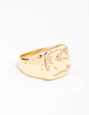 Gold Plated Molten Signet Ring Petite Design