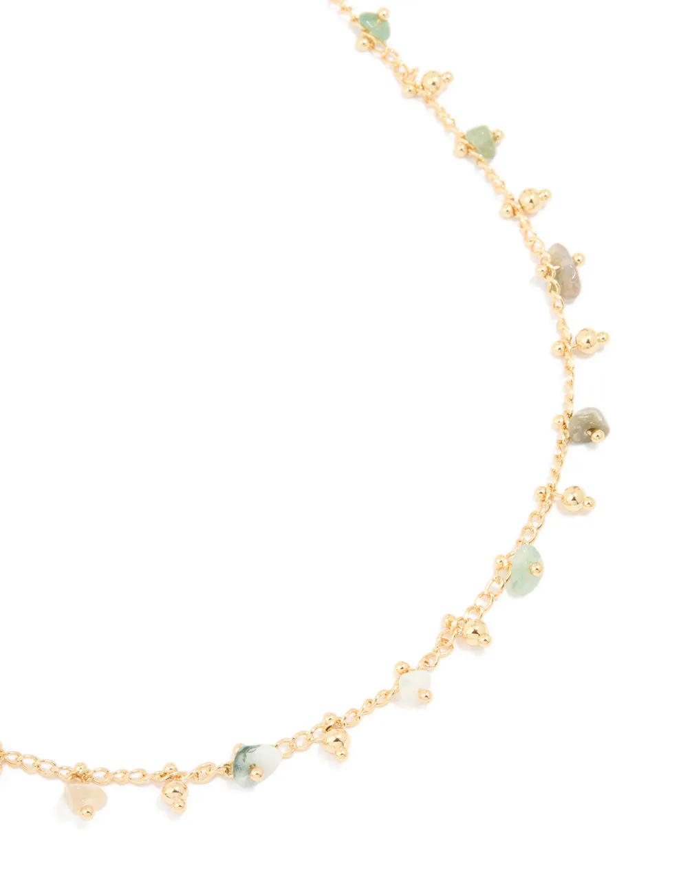 High-Quality Adornment Worldwide Adornment Gold Plated Multicoloured Semi Precious Stone Droplet Necklace