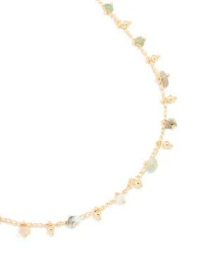 Fine Present Simple Beauty Gold Plated Multicoloured Semi Precious Stone Droplet Necklace