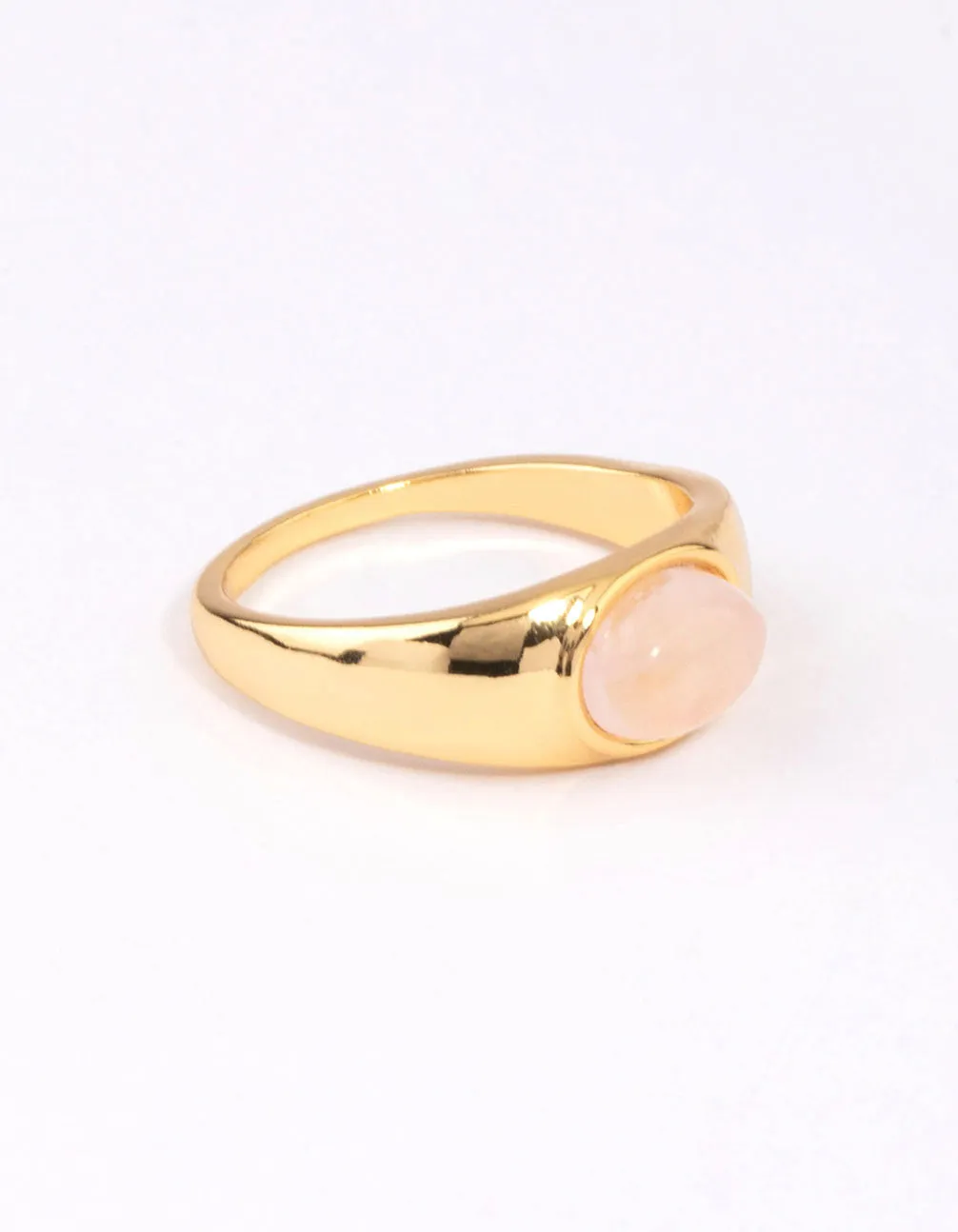 Sparkling Decoration Timeless Grace Gold Plated Oval Signet Ring
