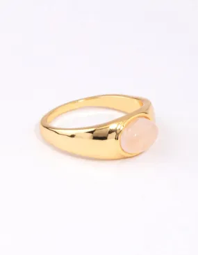 Sparkling Decoration Timeless Grace Gold Plated Oval Signet Ring