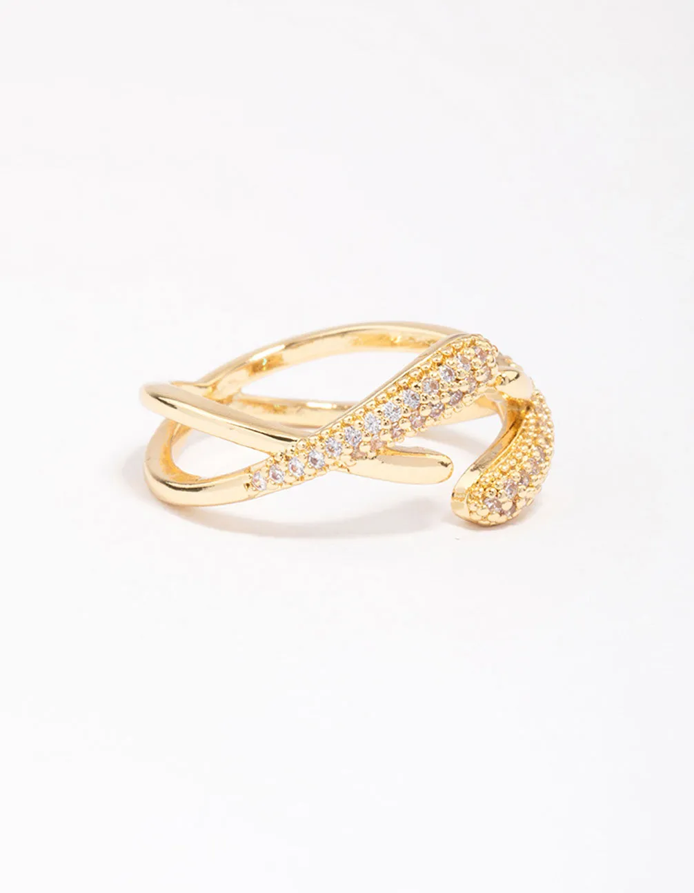Gold Plated Pave Interlaced Ring Modern Adornment