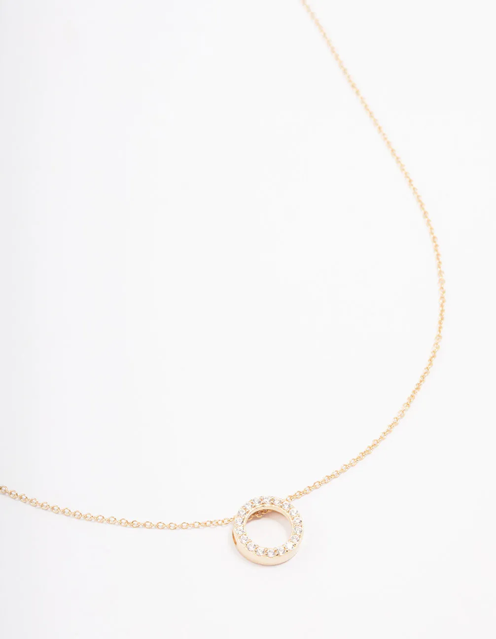 Gold Plated Pave Sterling Silver Circle Pendant Necklace Attractive Design