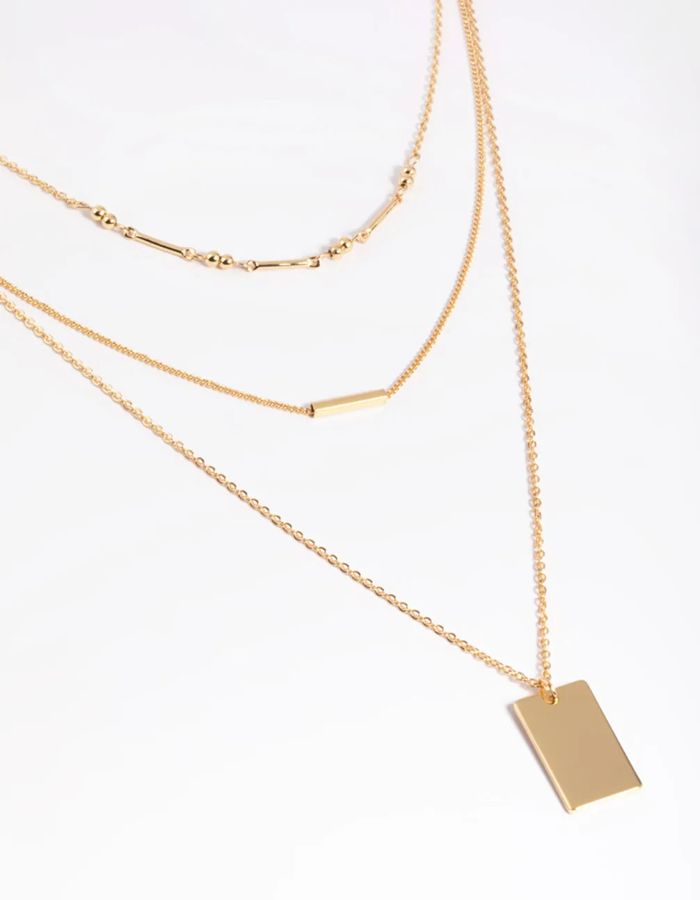 Modern Classic Gold Plated Rectangular Layered Necklace