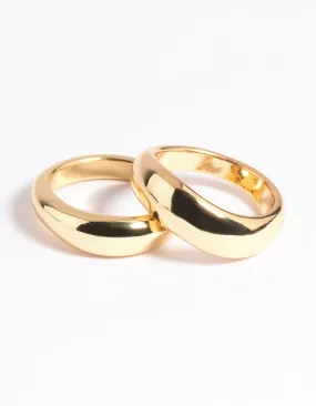 Handcrafted Adornment Artful Detail Gold Plated Ring Set