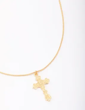 Gold Plated Round Snake Cross Chain Necklace Exclusive Ornament Pretty Accessory