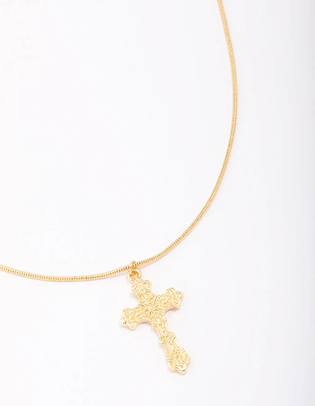 Gold Plated Round Snake Cross Chain Necklace Retro Vibe