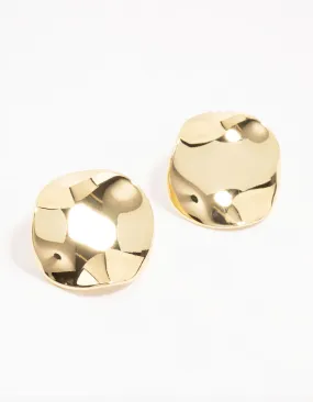 Rectangular Accessory Gold Plated Round Wave Stud Earrings
