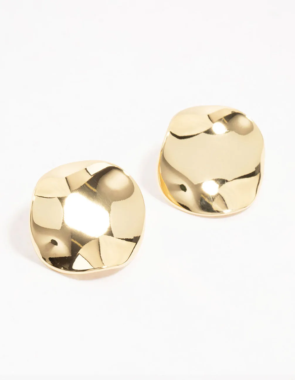 Rectangular Accessory Gold Plated Round Wave Stud Earrings
