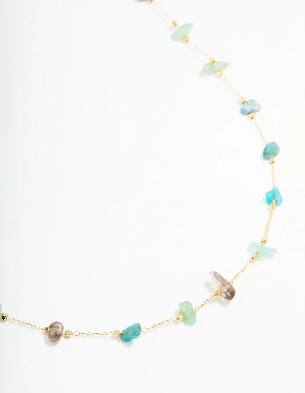 Elegant Morning Gold Plated Semi Precious Stones Station Necklace