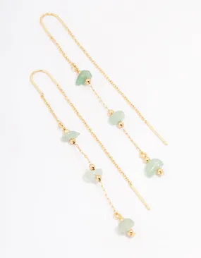 Unique Look Corporate Accent Gold Plated Semi-Precious Trio Stone Drop Earrings