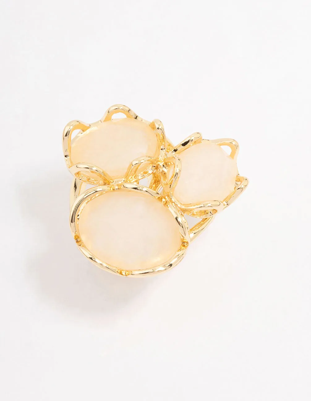 Ready Made Gold Plated Statement Semi-Precious Trio Ring