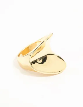 Gold Plated Statement Wave Ring Romantic Decoration