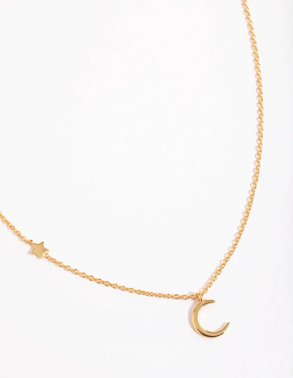 Gold Plated Sterling Silver Asymmetrical Celestial Necklace Contemporary Ornament Chic Detail