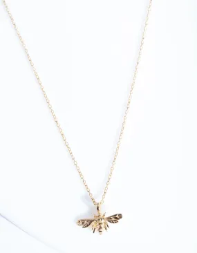 Gold Plated Sterling Silver Bee Necklace Wonderful Piece Contemporary Present