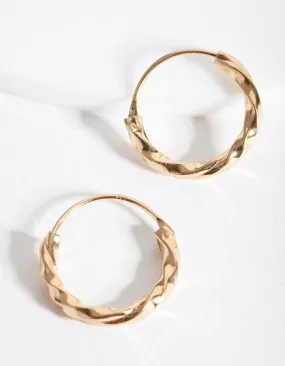 Gold Plated Sterling Silver Chunky Twist Hoop Earrings Attractive Creation