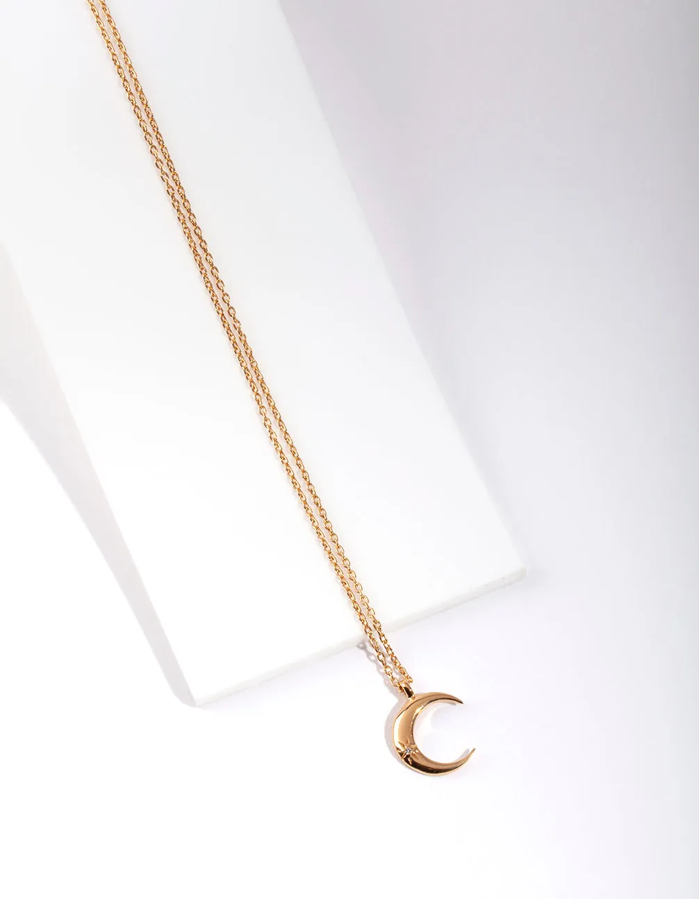Gold Plated Sterling Silver Crescent Moon Necklace For Couple