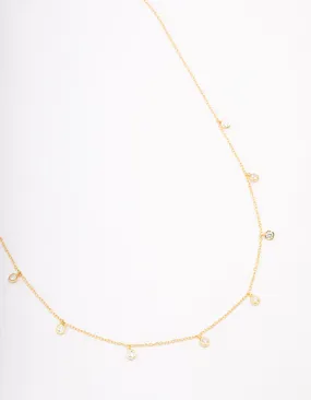 Beach Vibe High-Quality Jewelry Gold Plated Sterling Silver Cubic Zirconia Droplet Pendant Necklace