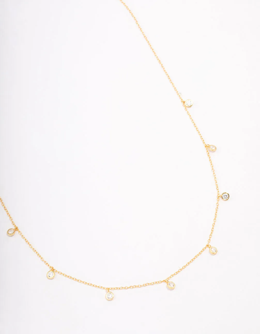 Gold Plated Sterling Silver Cubic Zirconia Droplet Pendant Necklace Seasonal Mood