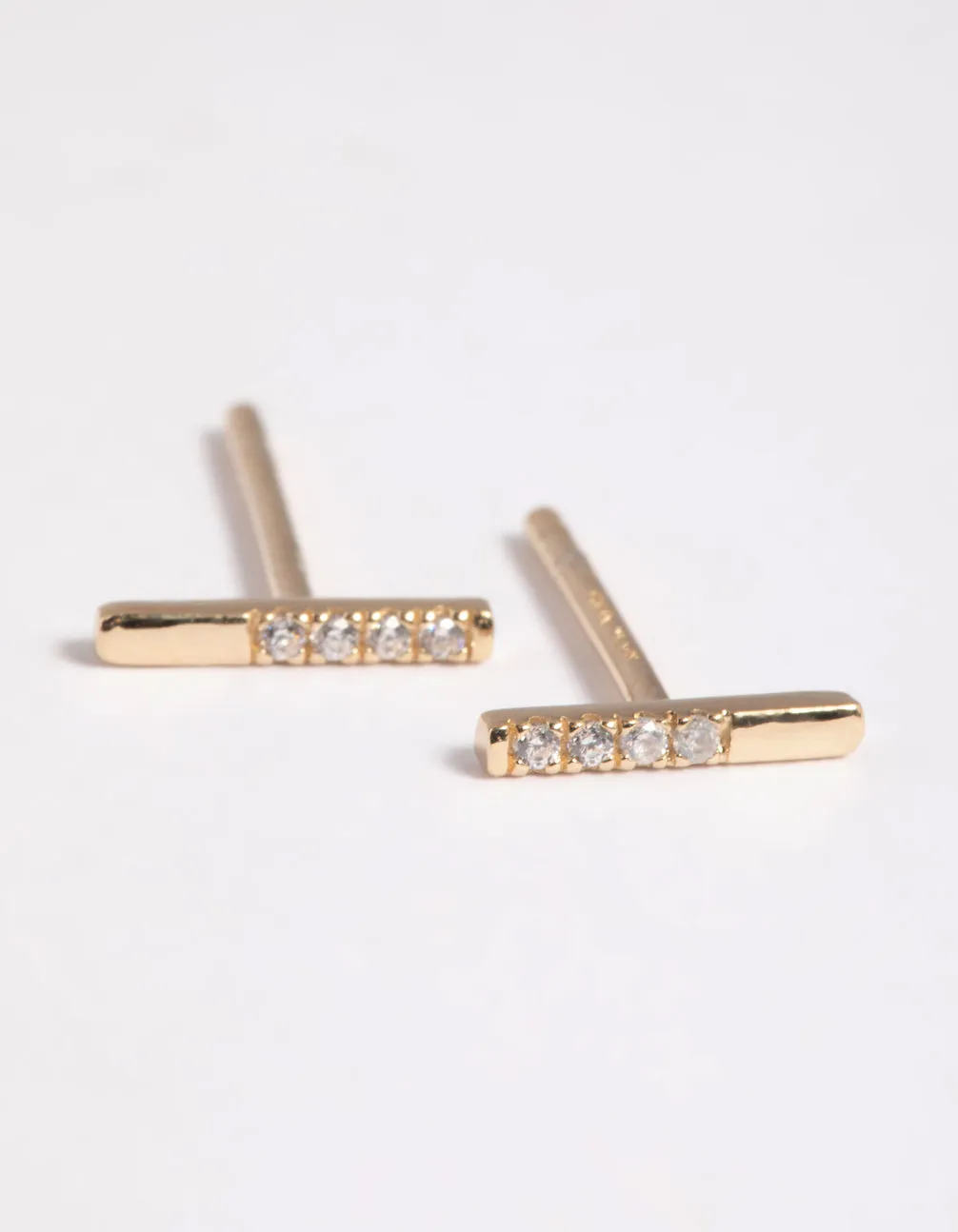 Petite Trinket Gold Plated Sterling Silver Cubic Zirconia Stud Earrings