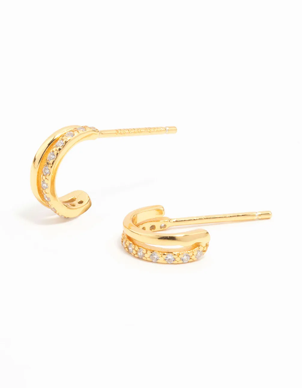 Shiny Aesthetic decorative element Gold Plated Sterling Silver Double Hoop Earrings