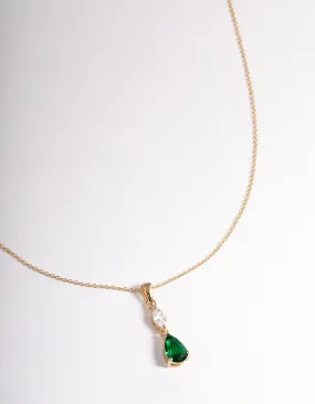 Gold Plated Sterling Silver Marquise & Pear Pendant Necklace Gift For All
