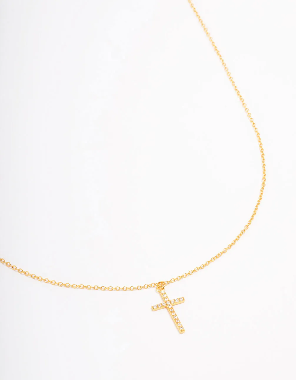 birthday party Summer Present Gold Plated Sterling Silver Pave Cross Pendant Necklace
