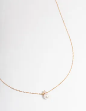 Gold Plated Sterling Silver Pearl Cubic Zirconia Necklace fresh start Providing Accessory