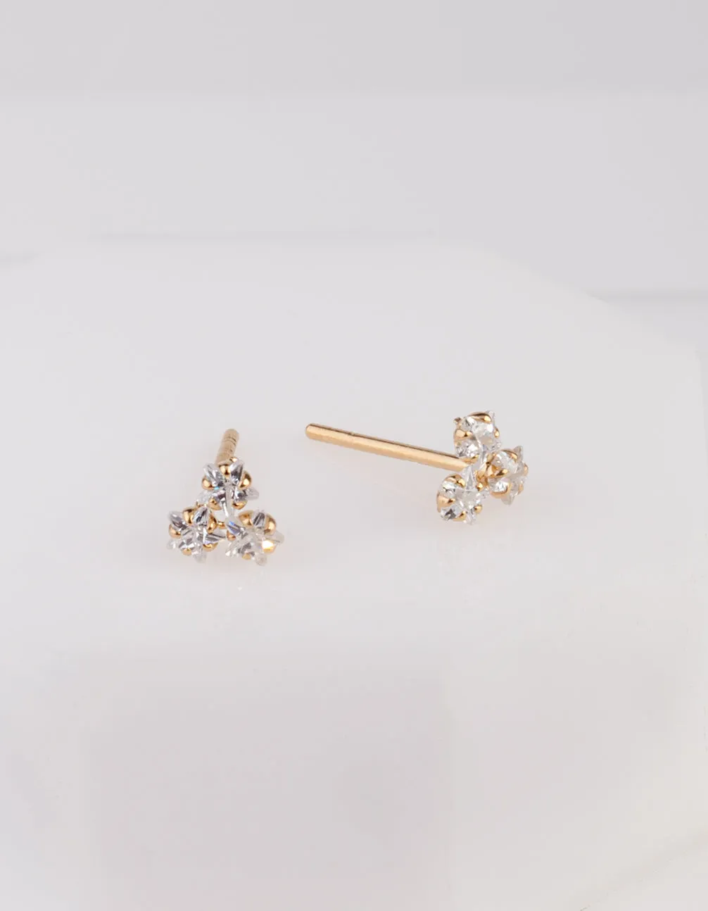 Classic Style Ornate Element Gold Plated Sterling Silver Trio Cluster Earrings Stud