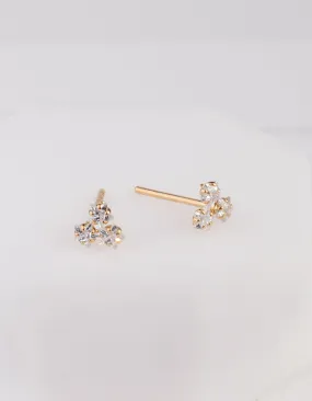 Classic Style Ornate Element Gold Plated Sterling Silver Trio Cluster Earrings Stud