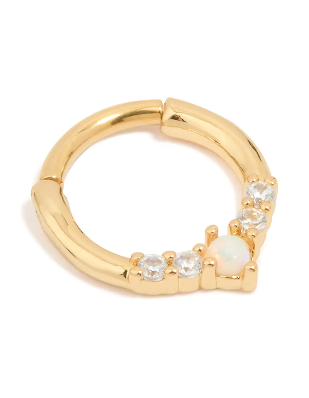 Vintage-Inspired Jewelry Gold Plated Surgical Steel Cubic Zirconia Marquise Clicker Ring