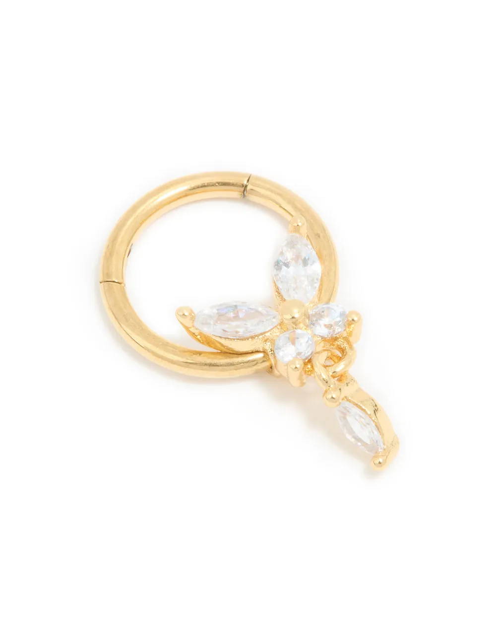 Gold Plated Surgical Steel Cubic Zirconia Marquise Drop Clicker Ring Trendy Accessory Sturdy Product