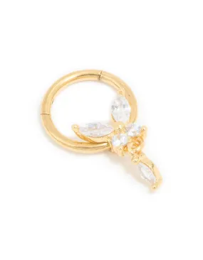 Gold Plated Surgical Steel Cubic Zirconia Marquise Drop Clicker Ring Trendy Accessory Sturdy Product