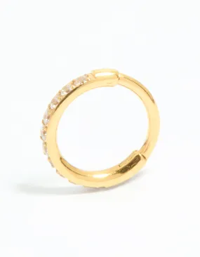 Gold Plated Surgical Steel Cubic Zirconia Micro Clicker Sturdy Essential