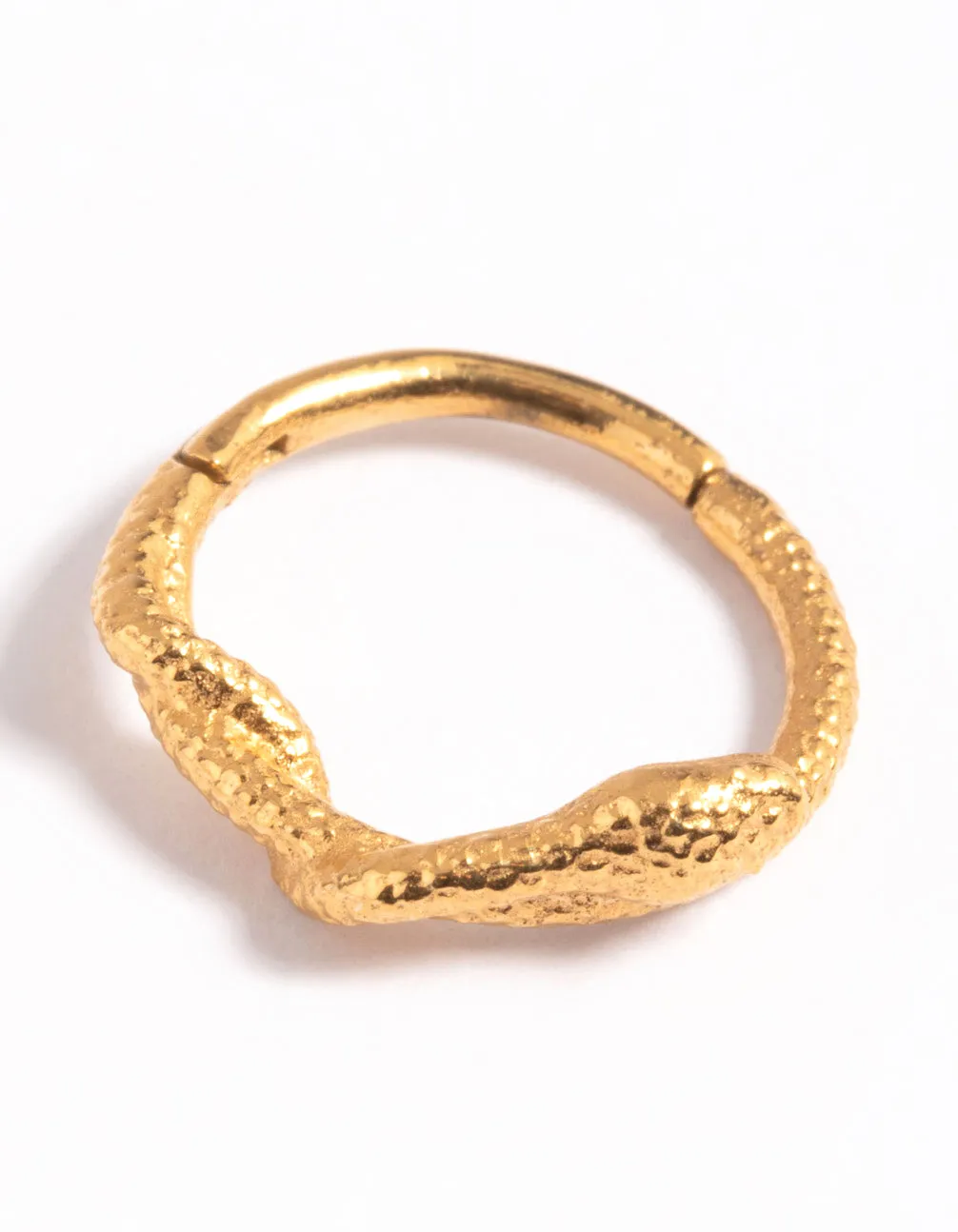 Brilliant Essential Straight Embellishment Gold Plated Surgical Steel Snake Clicker Ring
