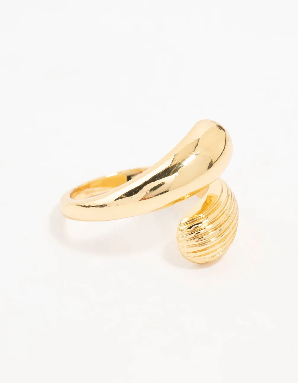 Brilliant Statement Bold Work Gold Plated Textured Double Wrapped Ring