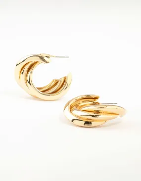 Decorative Must-Have Gold Plated Thick Twisted Hoop Earrings