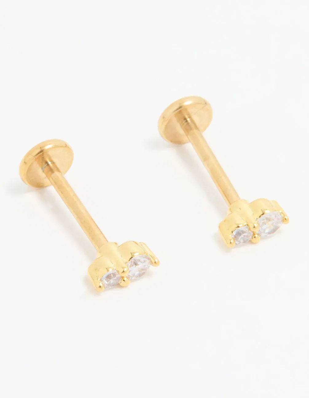 Gold Plated Titanium Cubic Zirconia Flat Back Stud Pack Exquisite Aesthetic