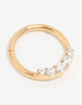 Gold Plated Titanium Diamante Side Clicker Ring Gorgeous Selection Trendy Essential