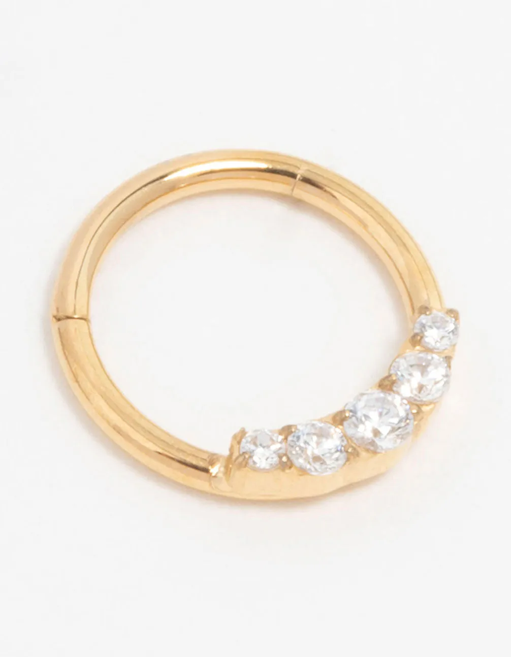 Gold Plated Titanium Diamante Side Clicker Ring Gorgeous Selection Trendy Essential