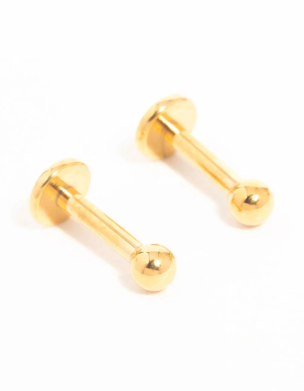 Gold Plated Titanium Micro Ball Flat Back Studs 2-Pack Iridescent Ornament Lustrous Piece