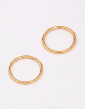 Circular Decoration Gold Plated Titanium Sleeper Earrings 8mm