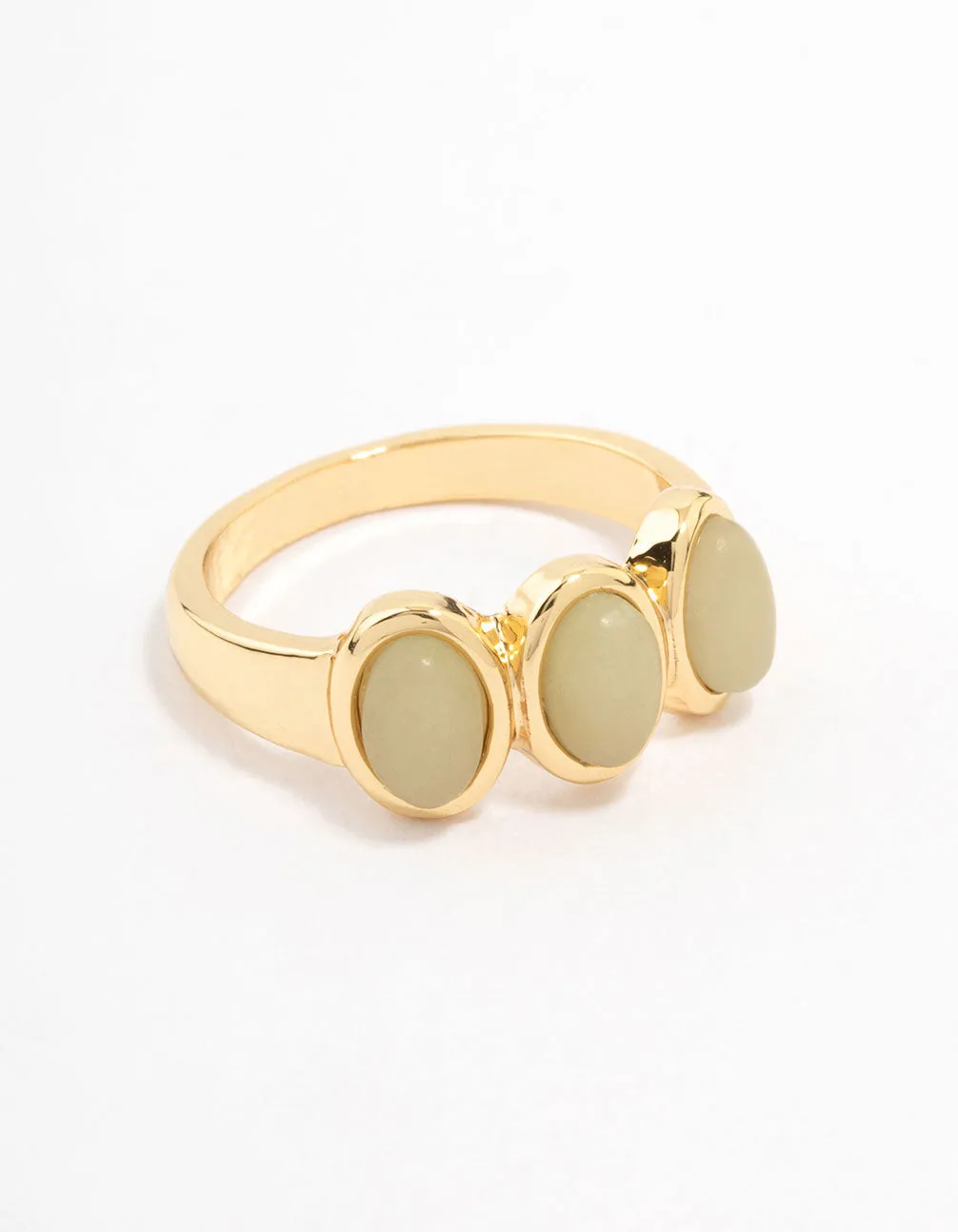 Gold Plated Trio Oval Stone Ring Economical Jewelry