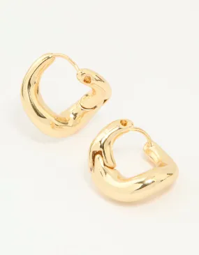 Gold Plated Twist Hoop Earrings Office Ornament Durable Vibe