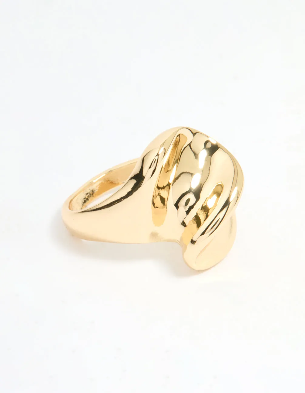 Simple Work Flexible Design Gold Plated Twisted Oval Ring