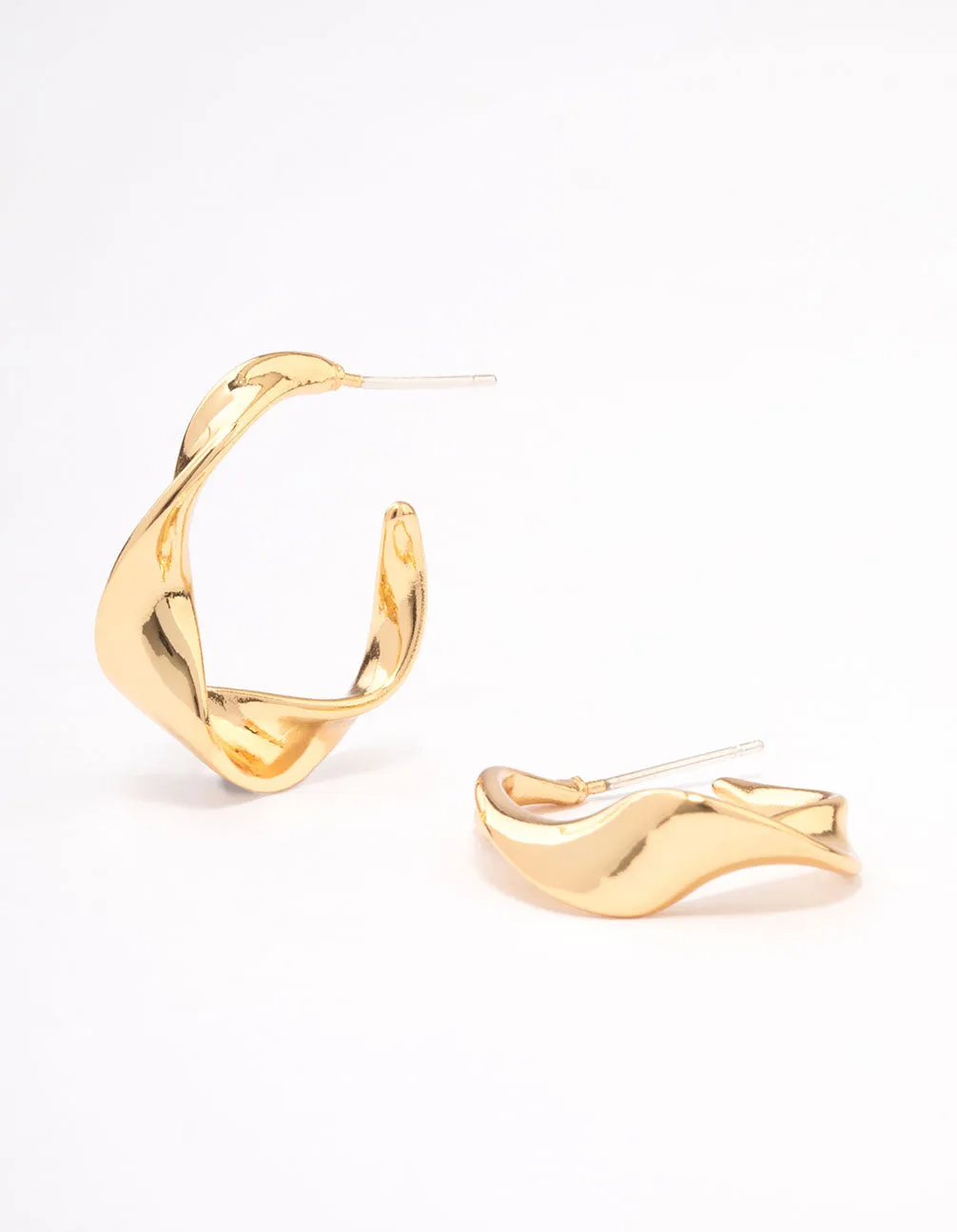 Gold Plated Twisted Small Hoop Earrings Opulent Trinket Exquisite Vibe