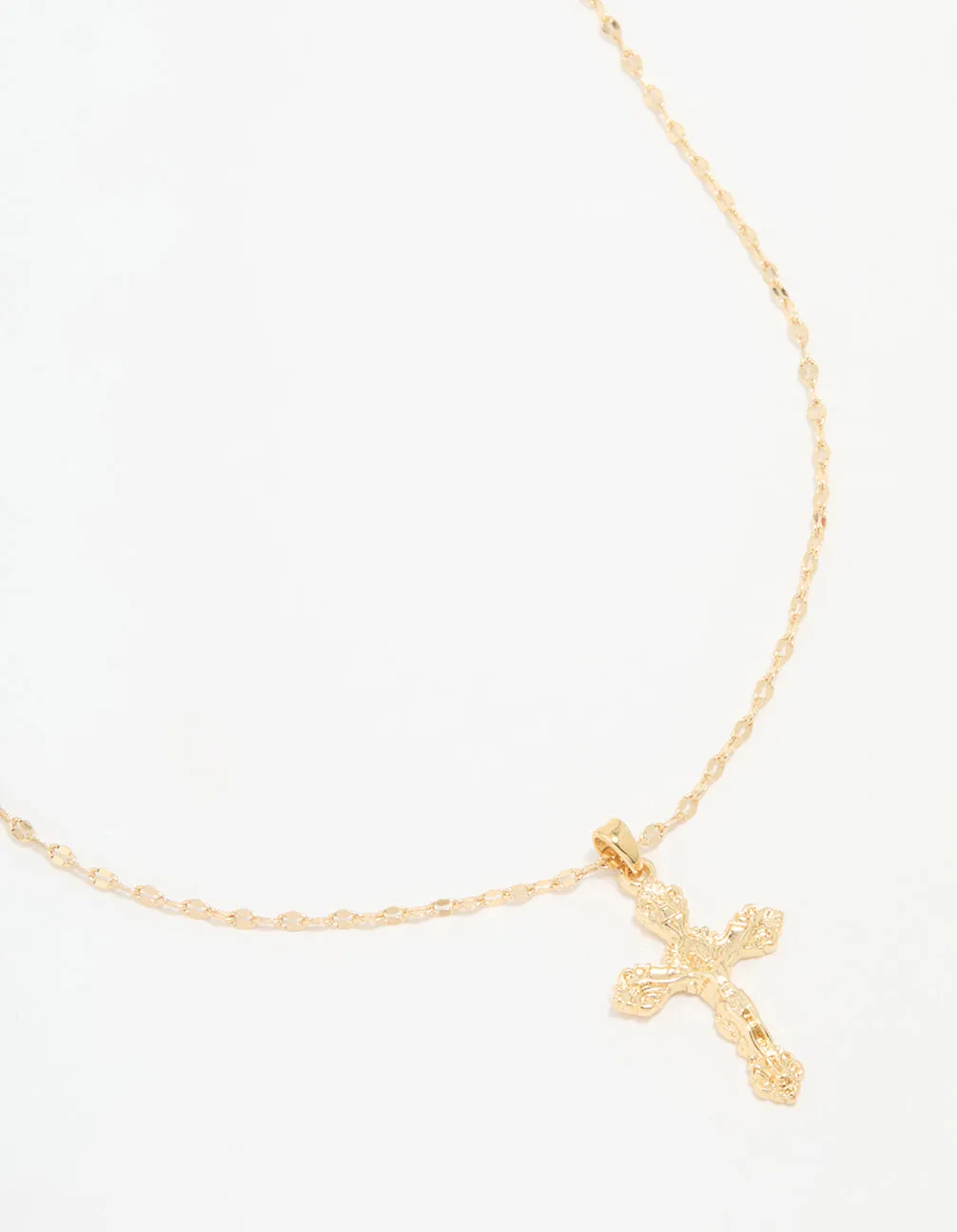 Lightweight accessory Artistic Look Gold Plated Vintage Cross Pendant Necklace