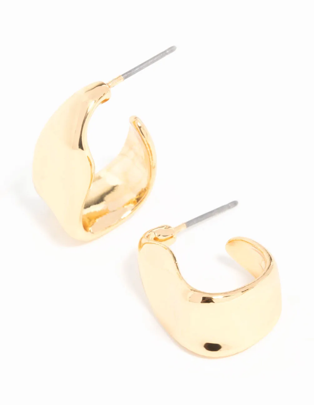 Gold Plated Wavy Molten Hoop Earrings Daytime Embellishment Striking Embellishment