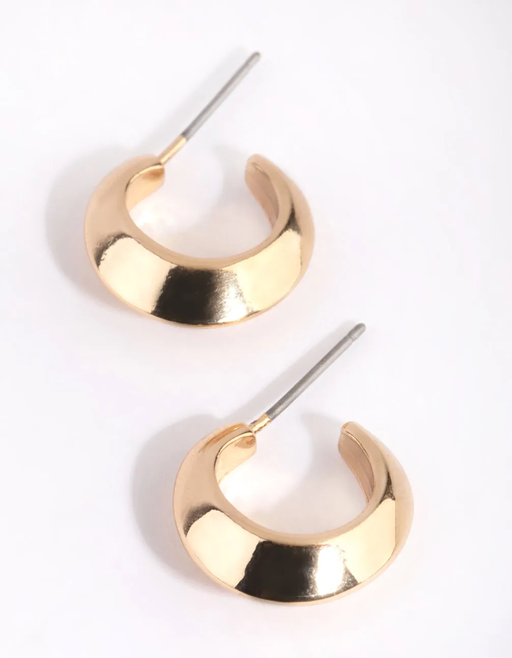Gold Pointed Huggie Hoop Earrings Dull Adornment